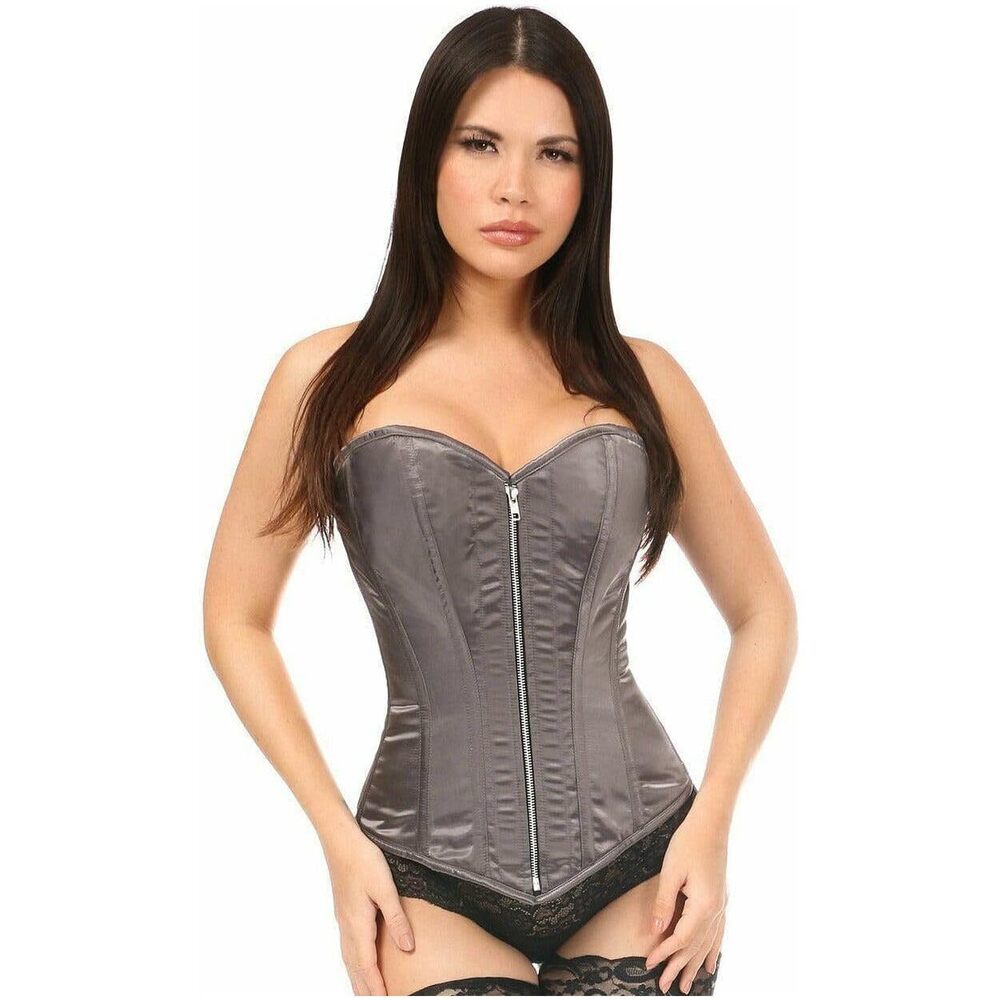 6576 Top Drawer Gunmetal Satin Steel Boned Corset 5X